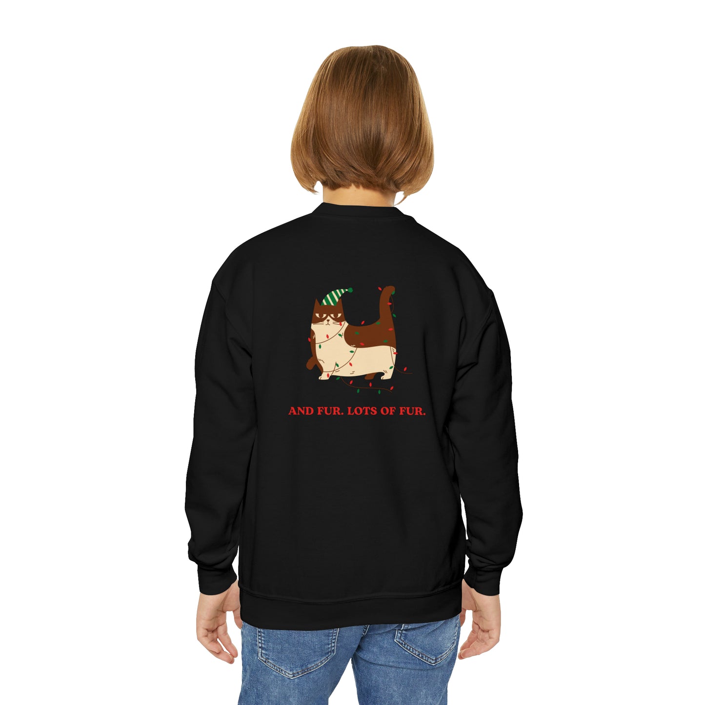 Festive Threads | Christmas Santa Paws Youth Crewneck Sweatshirt