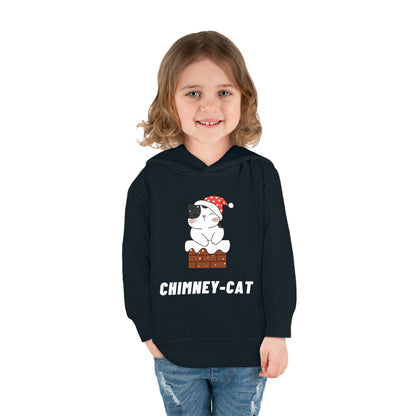 Festive Threads | Christmas Chimney Cat Toddler Pullover Fleece Hoodie