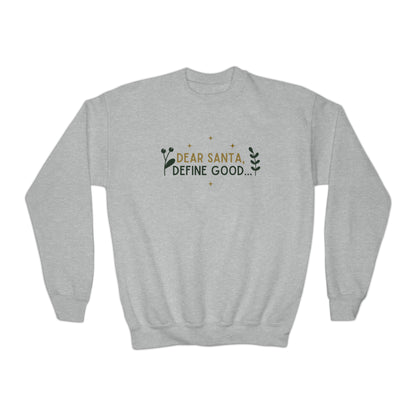 Festive Threads | Christmas Dear Santa Youth Crewneck Sweatshirt