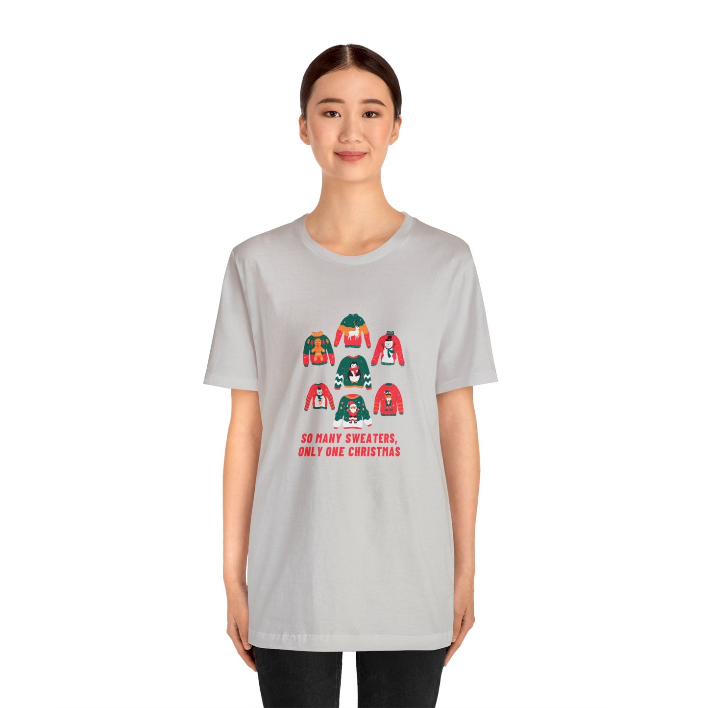 Festive Threads | Christmas So Many Sweaters Unisex Jersey Short Sleeve Tee