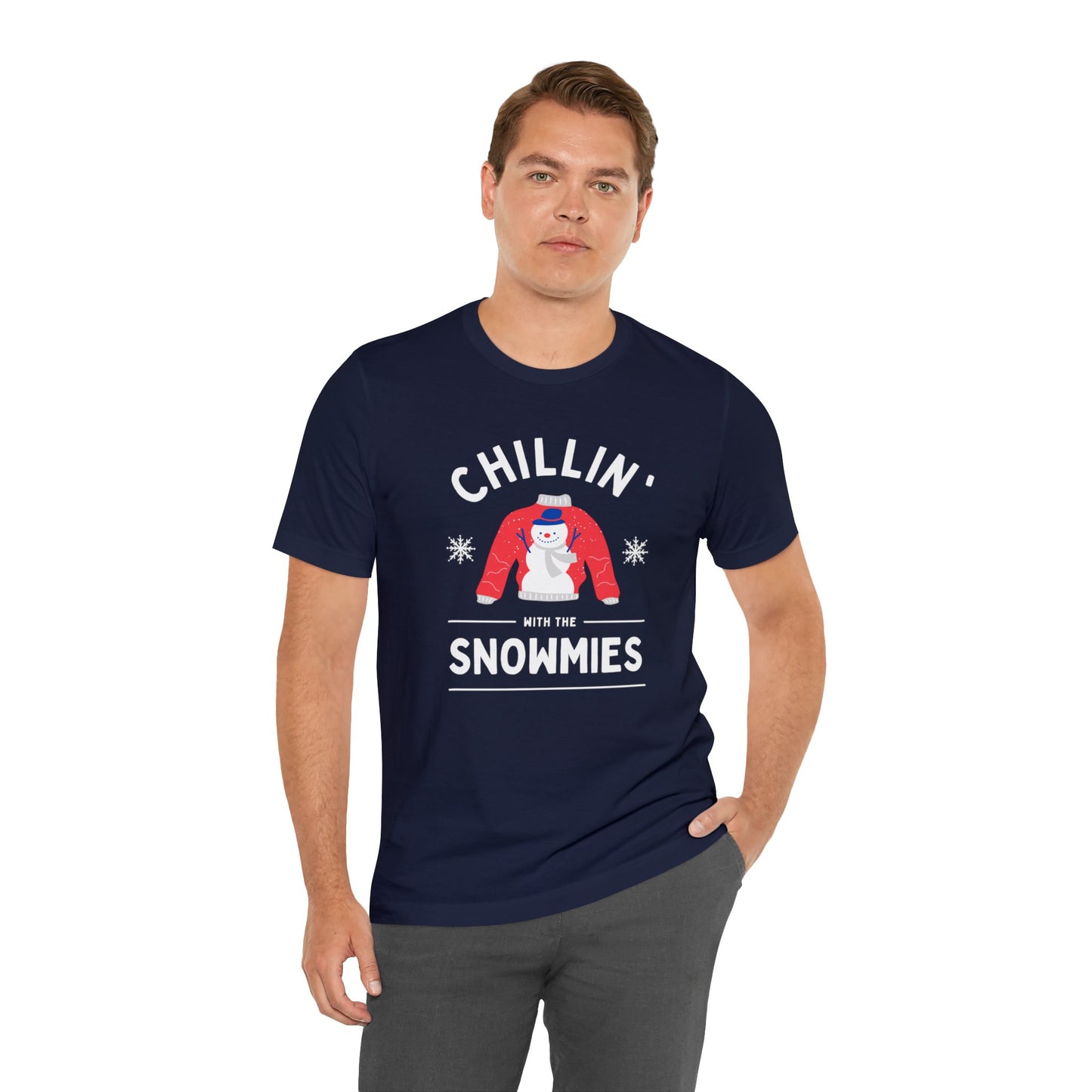 Festive Threads | Christmas Chillin With The Snowmies Unisex Jersey Short Sleeve Tee