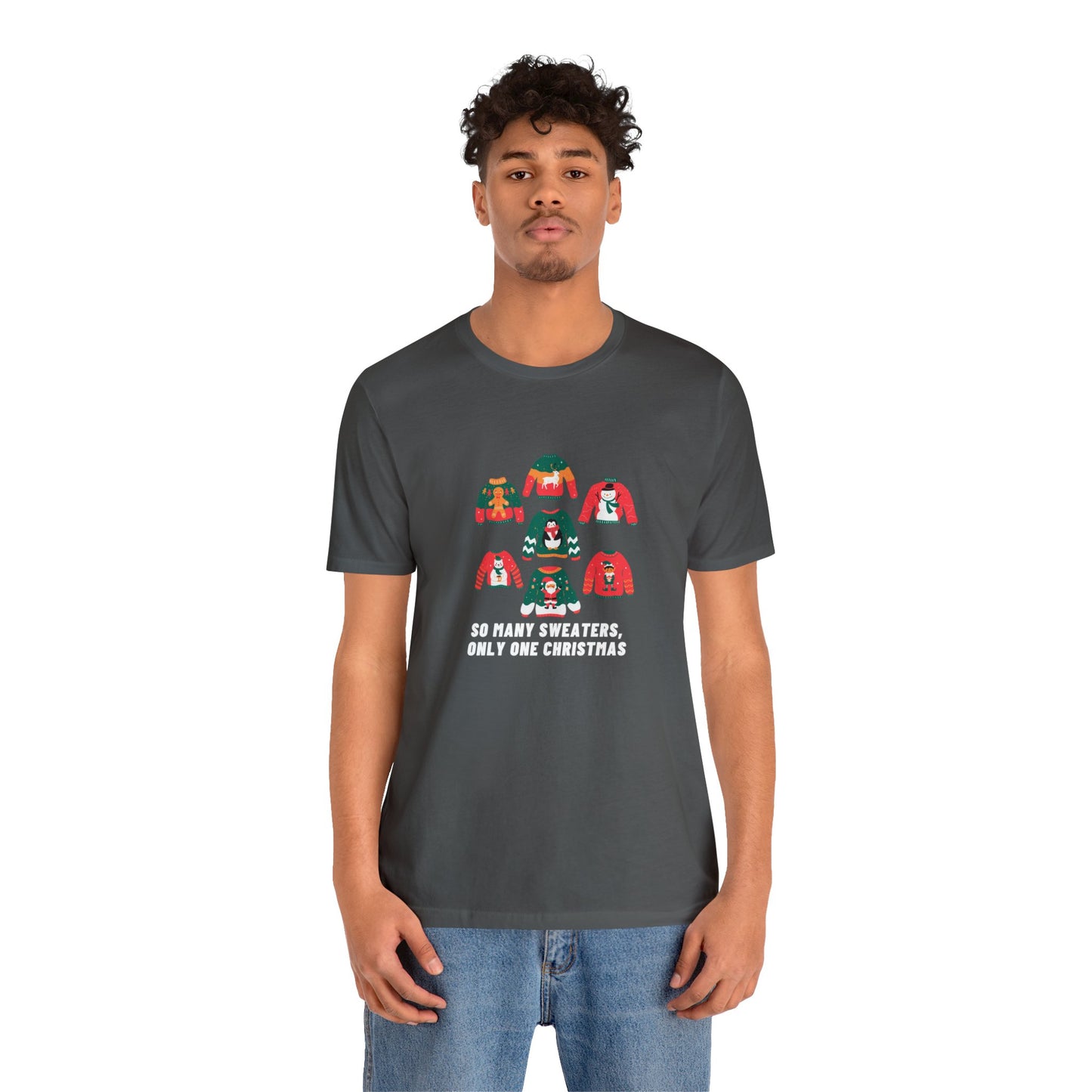 Festive Threads | Christmas So Many Sweaters Unisex Jersey Short Sleeve Tee