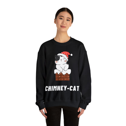 Festive Threads | Christmas Chimney Cat Unisex Heavy Blend™ Crewneck Sweatshirt